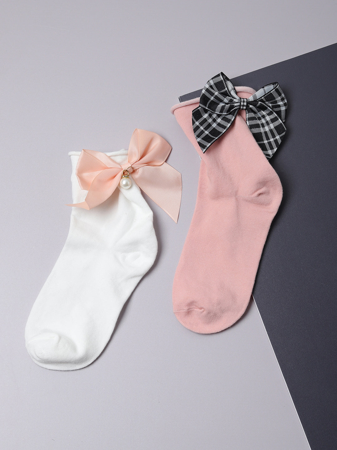Set Of 2 Bow Ankle Length Socks
