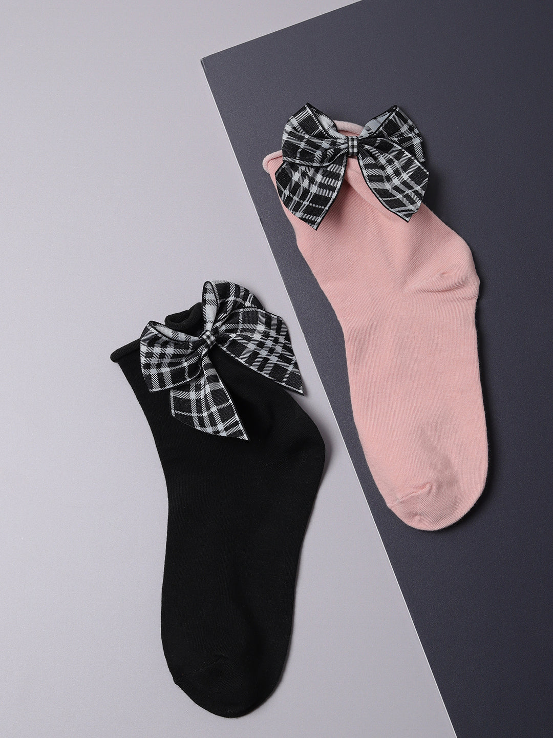 Set Of 2 Bow Ankle Length Socks