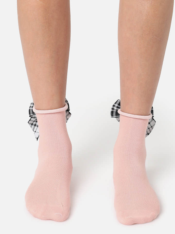 Set Of 2 Bow Ankle Length Socks