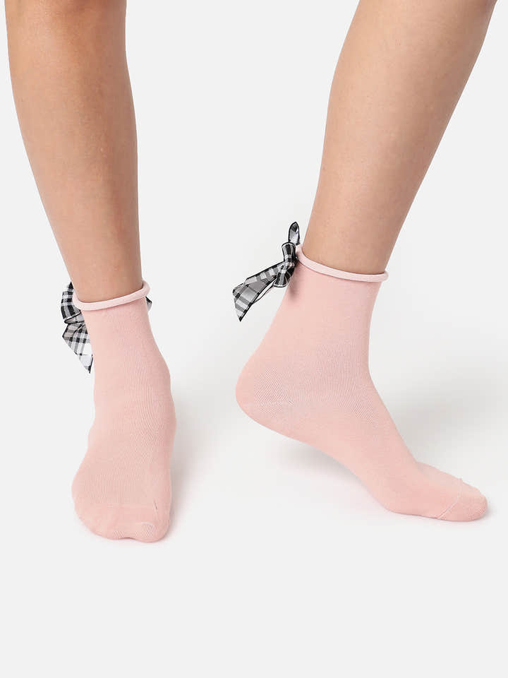 Set Of 2 Bow Ankle Length Socks