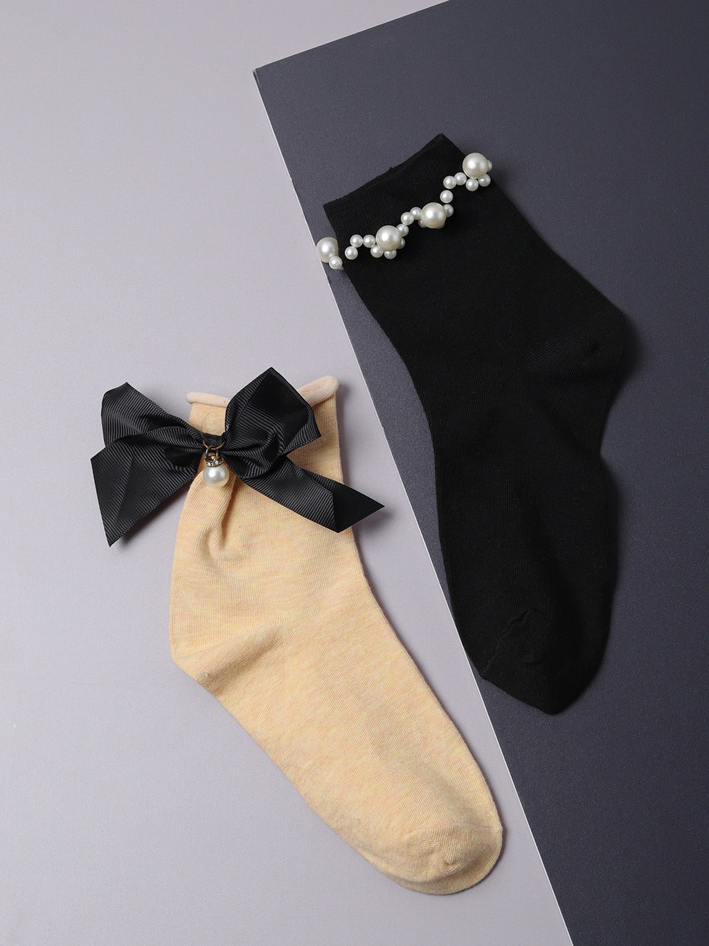 Set Of 2 Bow Ankle Length Socks