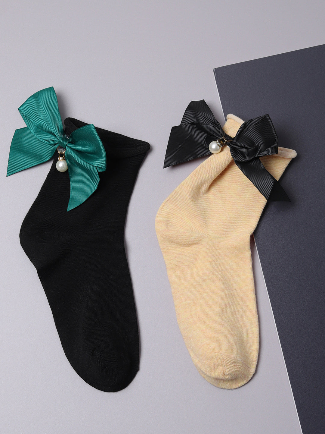 Set Of 2 Bow Ankle Length Socks