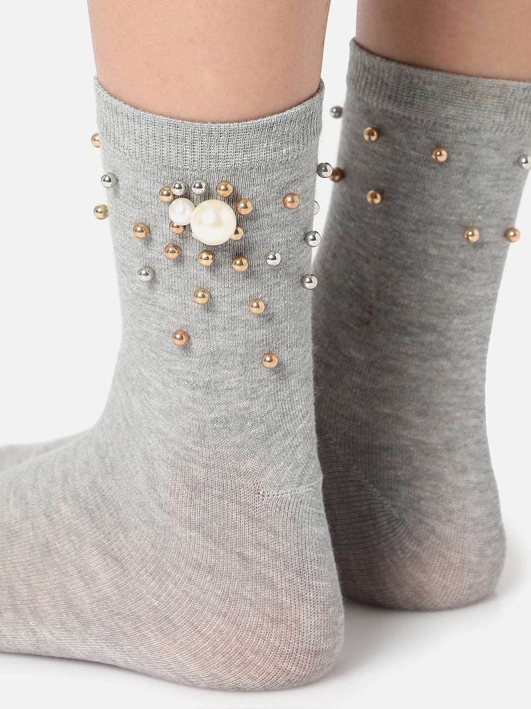 Set Of 3 Embellished Ankle Length Socks