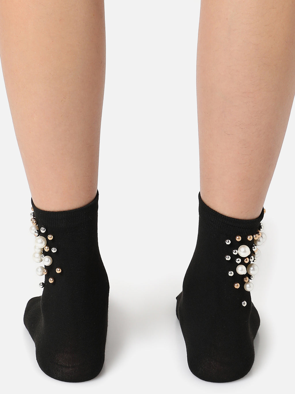 Set Of 3 Embellished Ankle Length Socks