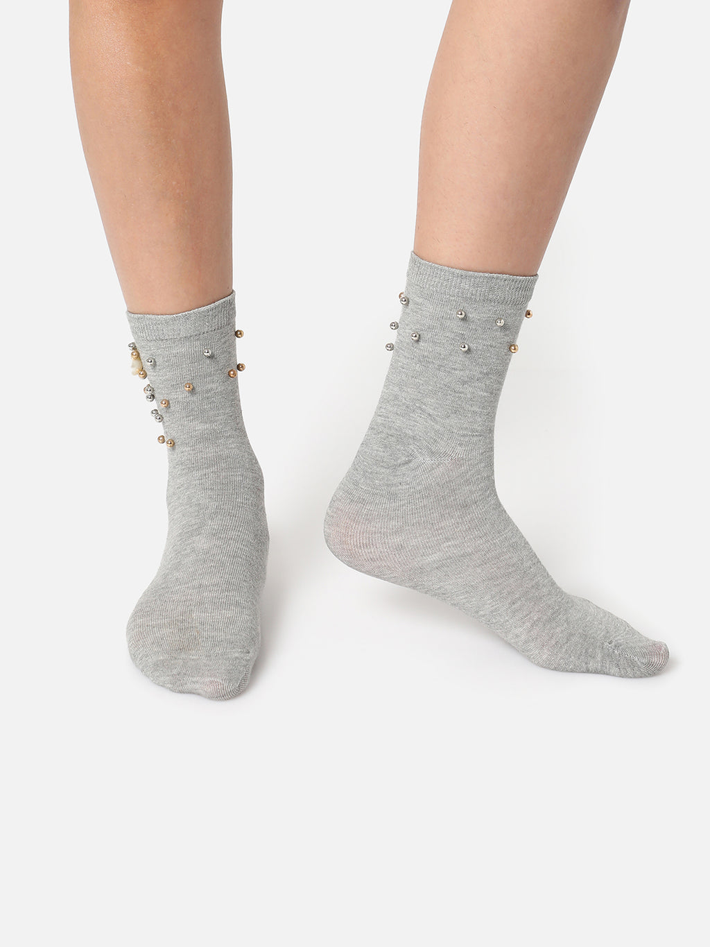 Set Of 3 Embellished Ankle Length Socks