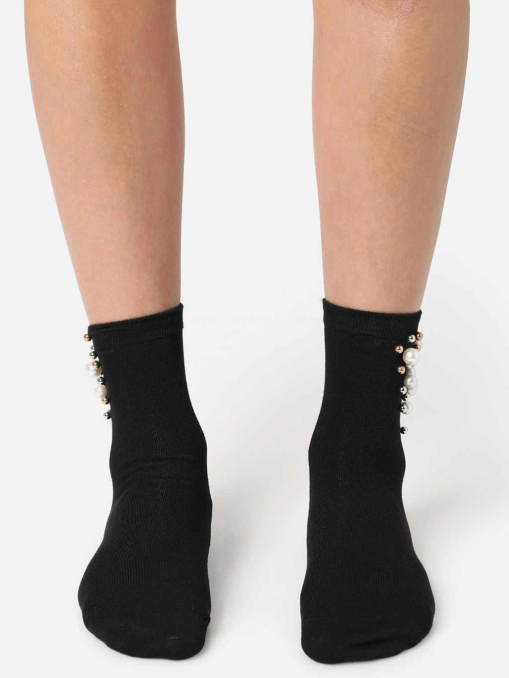 Set Of 2 Embellished Ankle Length Socks