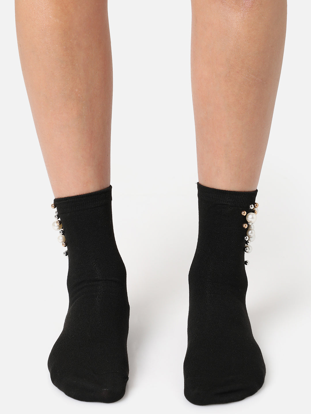 Set Of 2 Embellished Ankle Length Socks