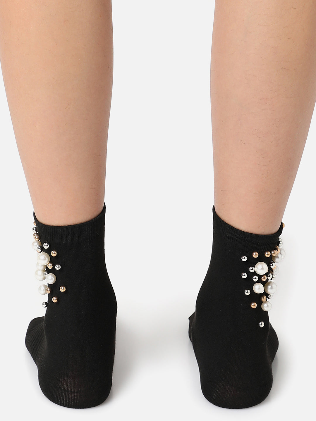 Set Of 2 Embellished Ankle Length Socks