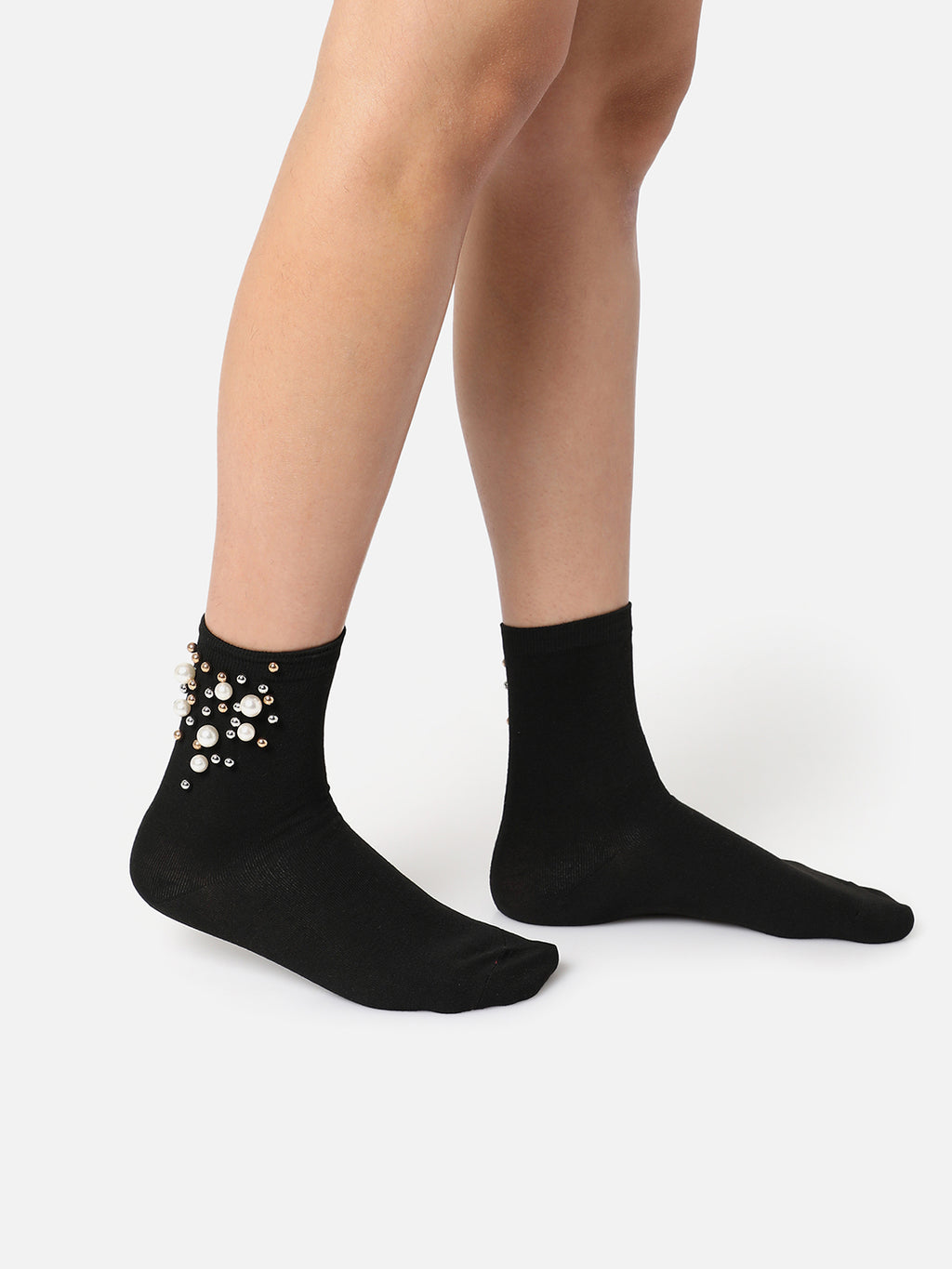 Set Of 2 Embellished Ankle Length Socks