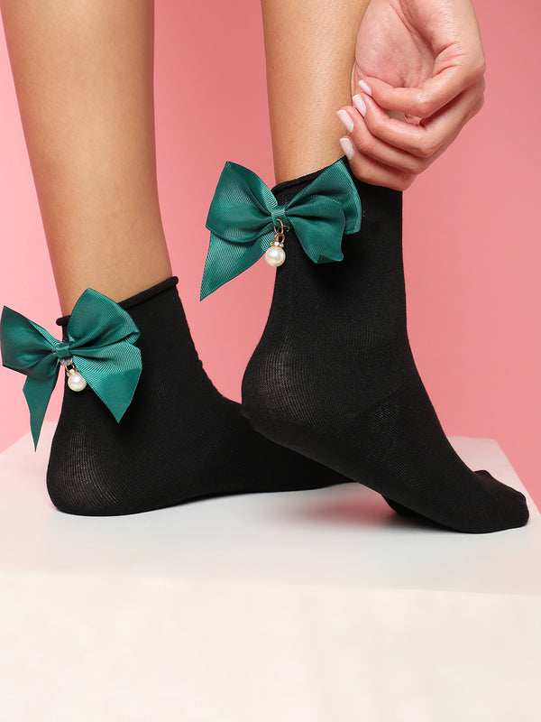 Set Of 3 Bow Ankle Length Socks