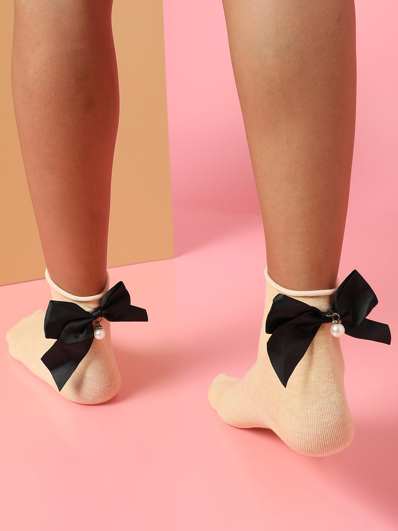 Set Of 3 Bow Ankle Length Socks