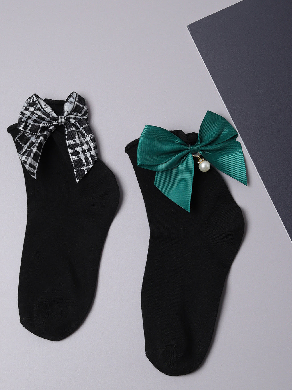 Set Of 2 Bow Ankle Length Socks