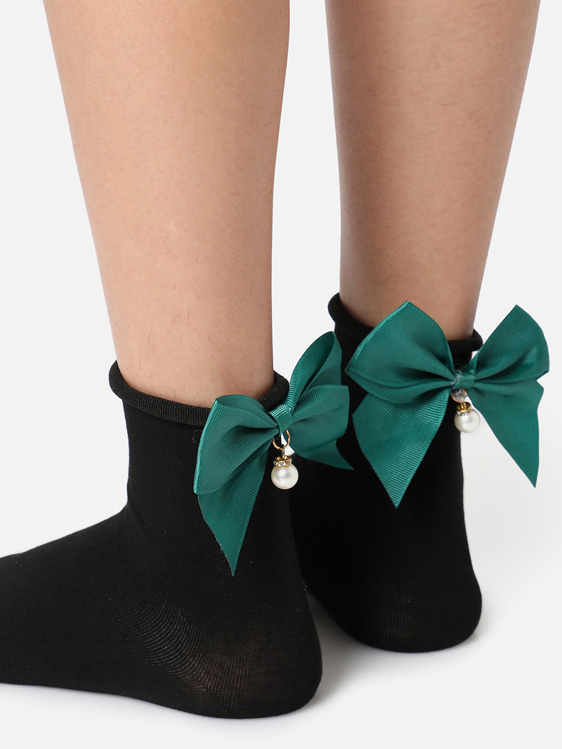 Set Of 2 Bow Ankle Length Socks