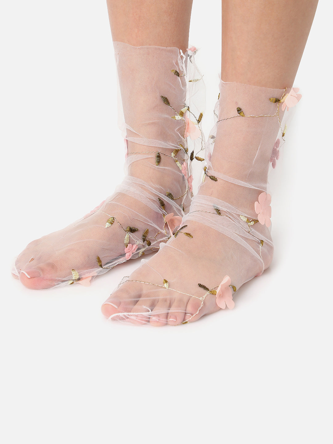 Set Of 2 Transparent Printed Ankle Length Socks