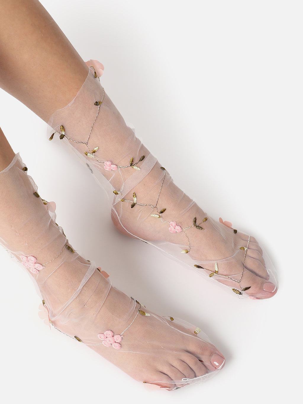 SET OF 2 TRANSPARENT PRINTED ANKLE LENGTH SOCKS