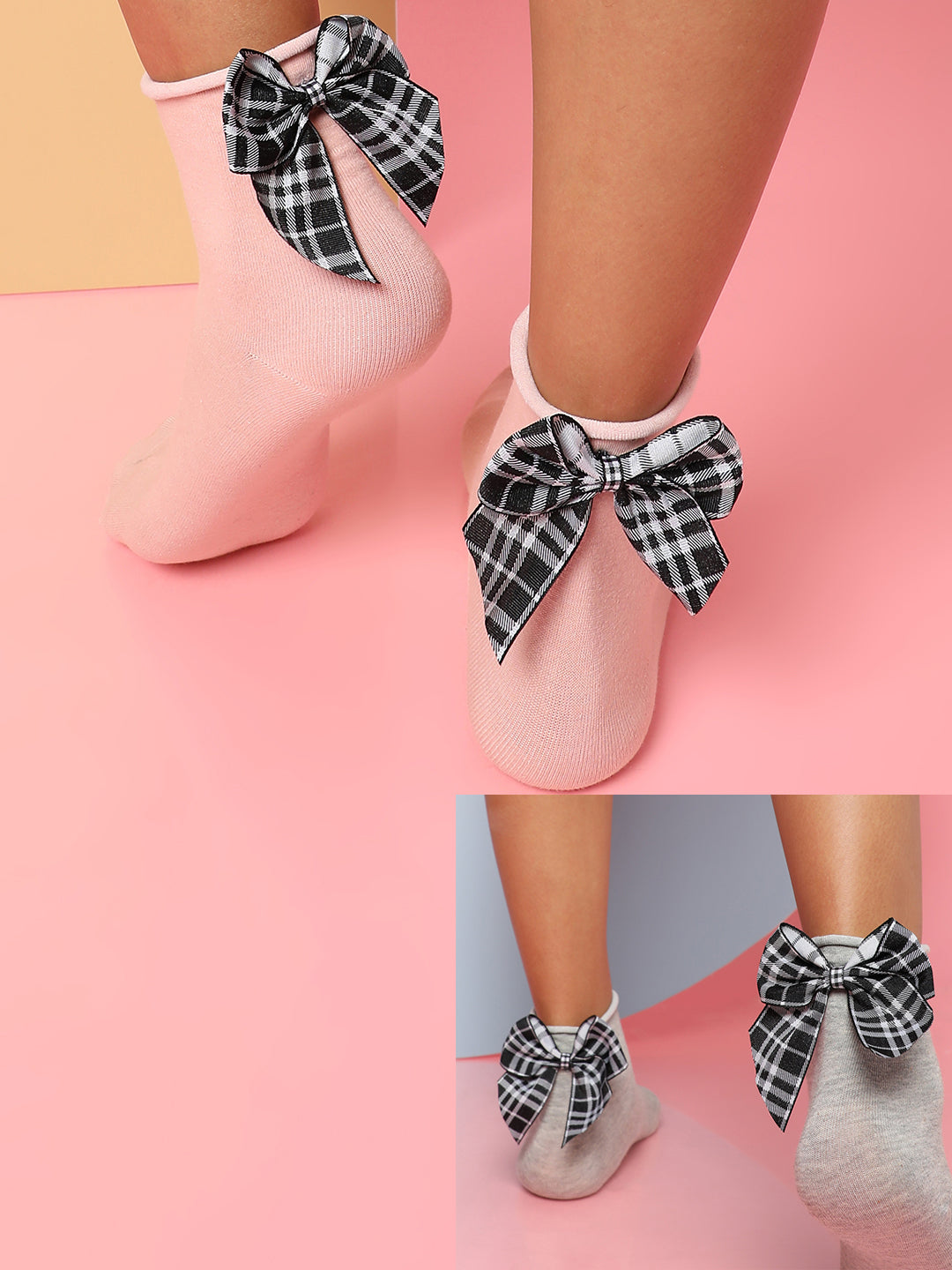 Set Of 2 Bow Ankle Length Socks