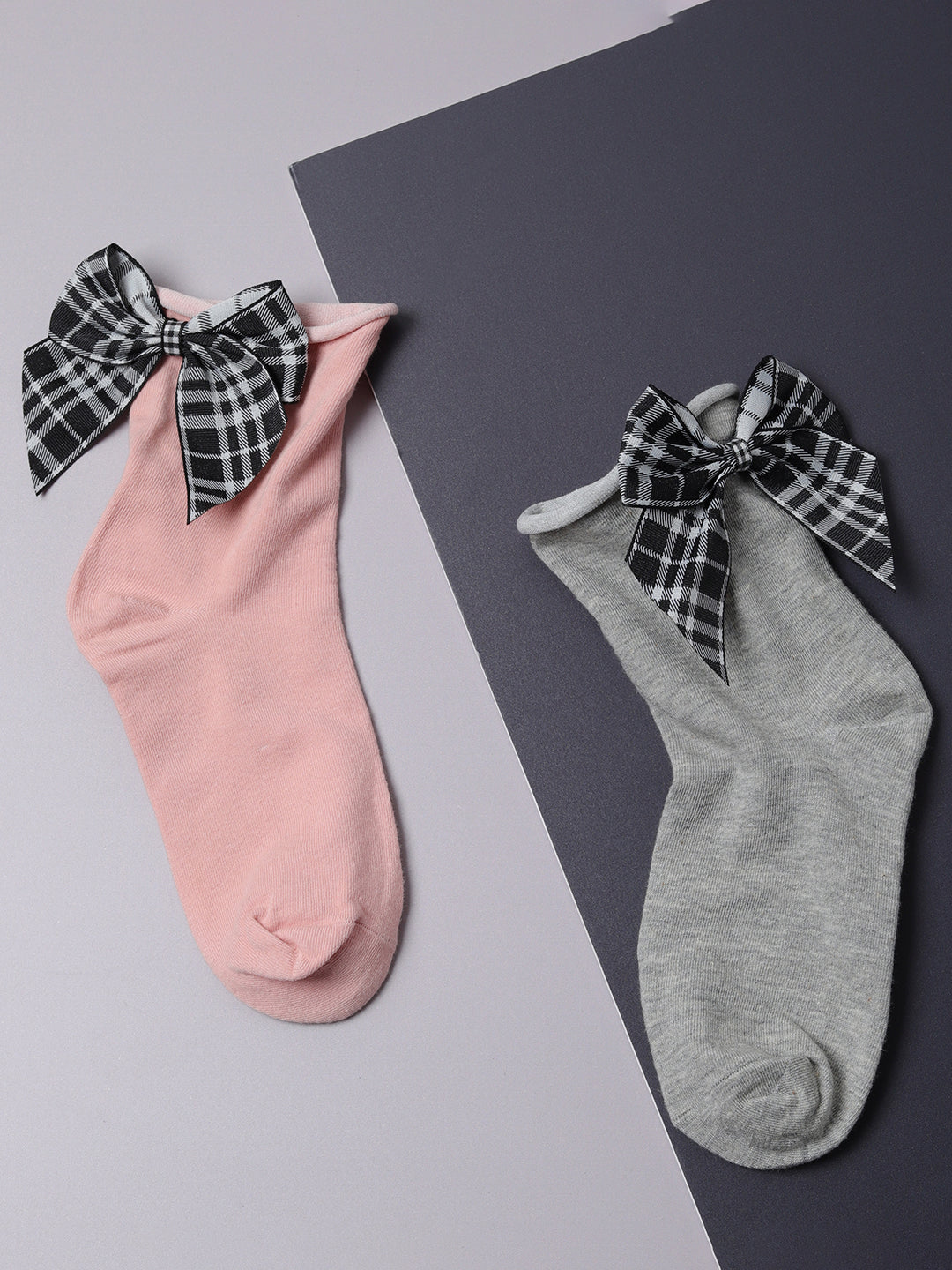 Set Of 2 Bow Ankle Length Socks