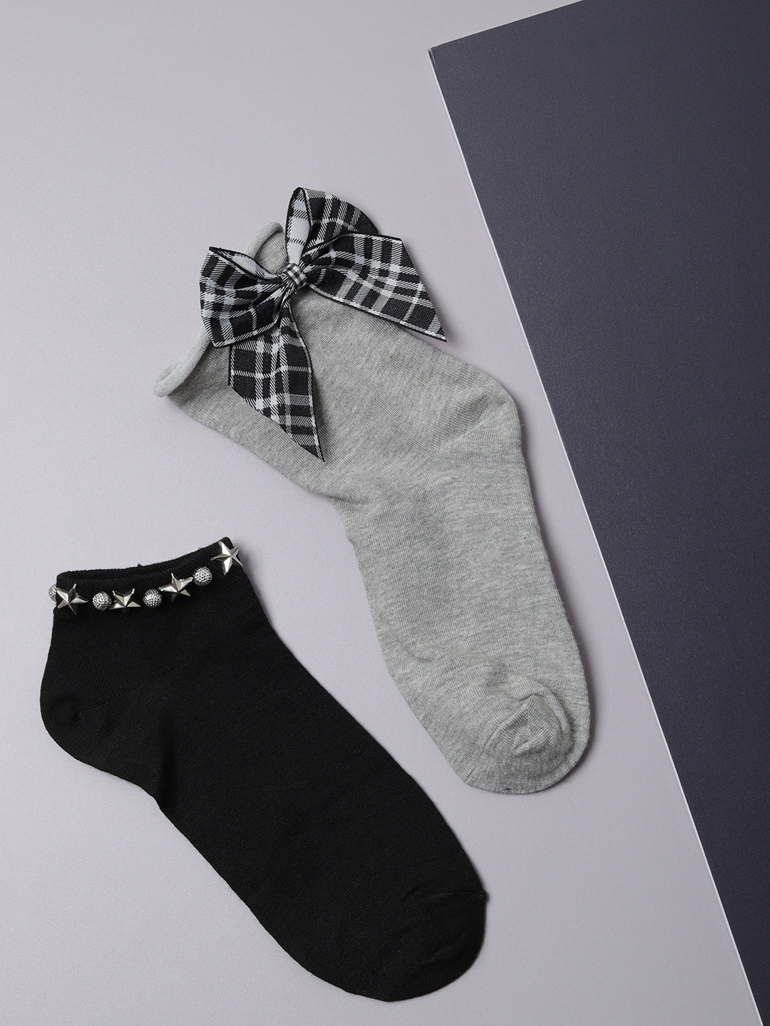 Set Of 2 Bow Ankle Length Socks