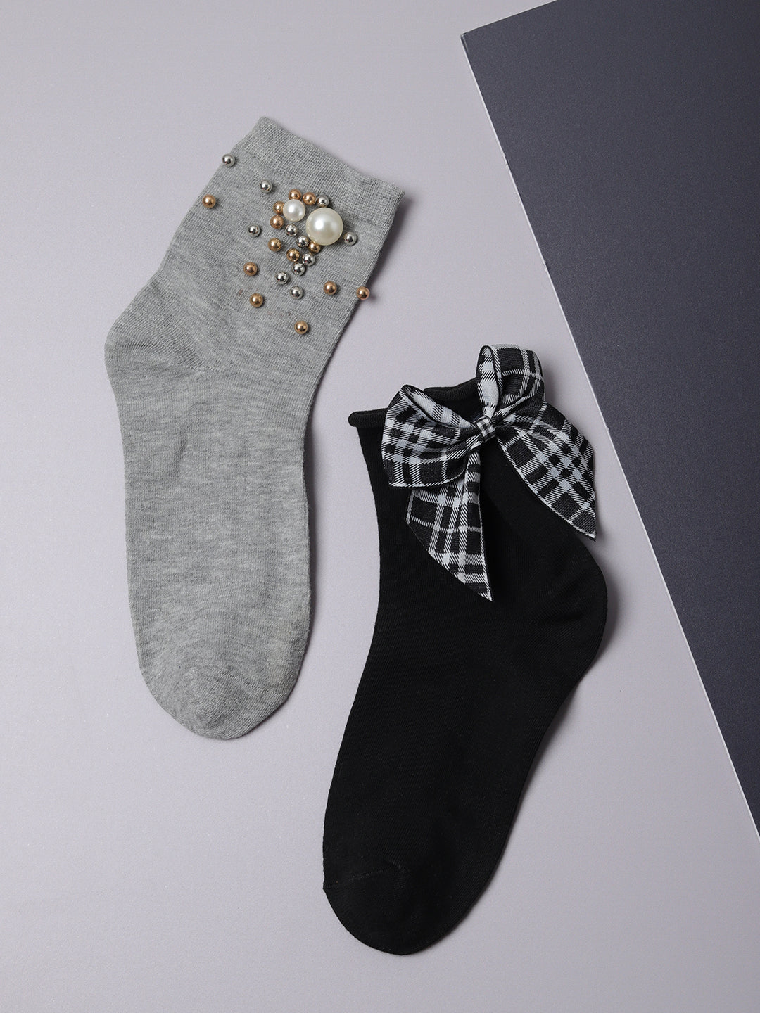 Set Of 2 Bow Ankle Length Socks