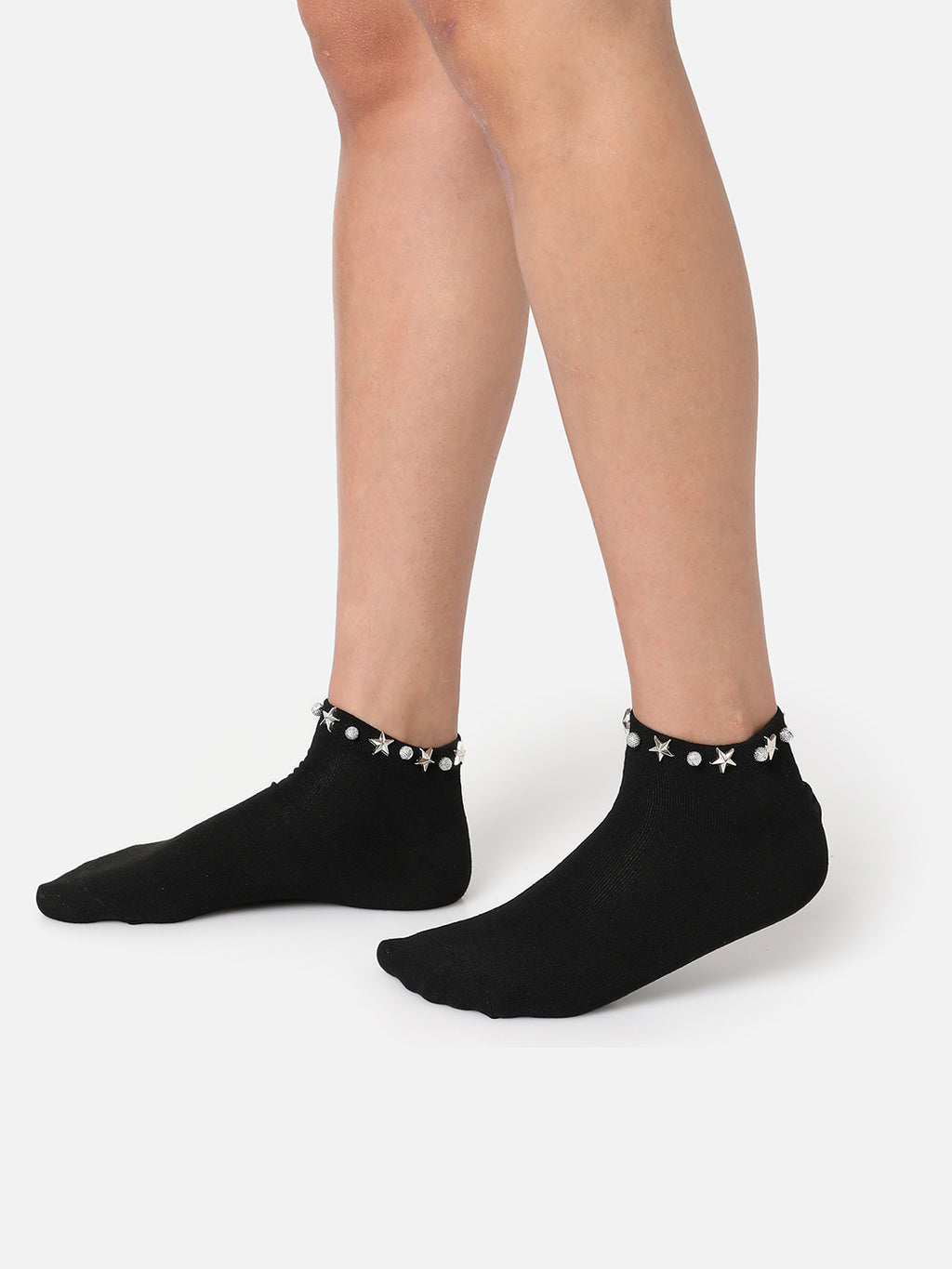 Set Of 2 Embellished Ankle Length Socks