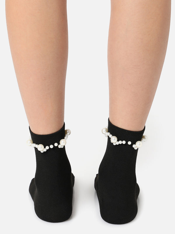 Set Of 2 Embellished Ankle Length Socks