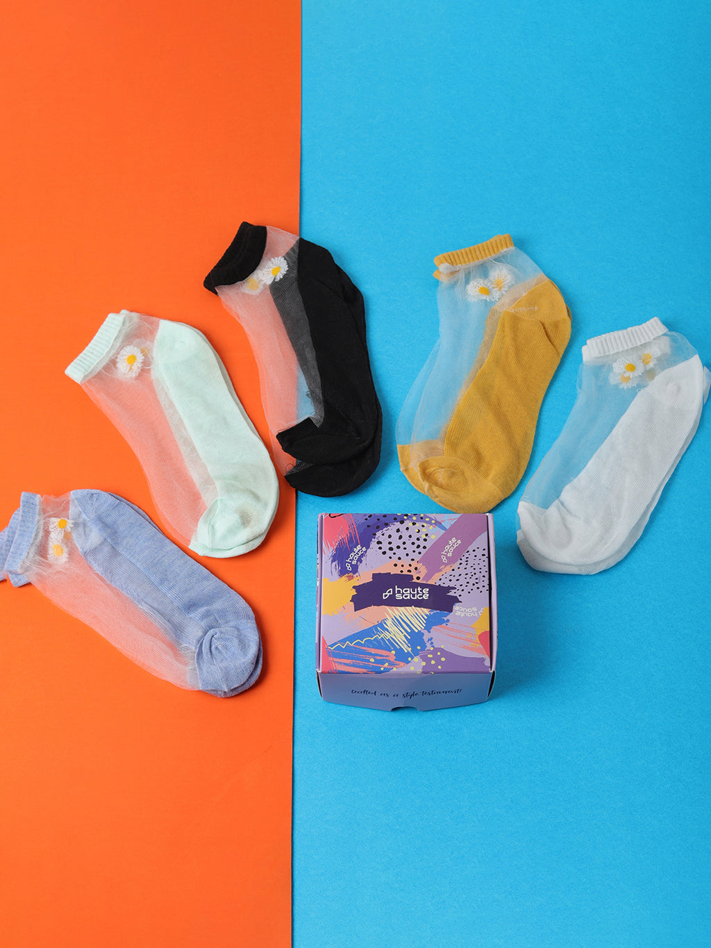 Set Of 5 Color Blocked Ankle Length Socks