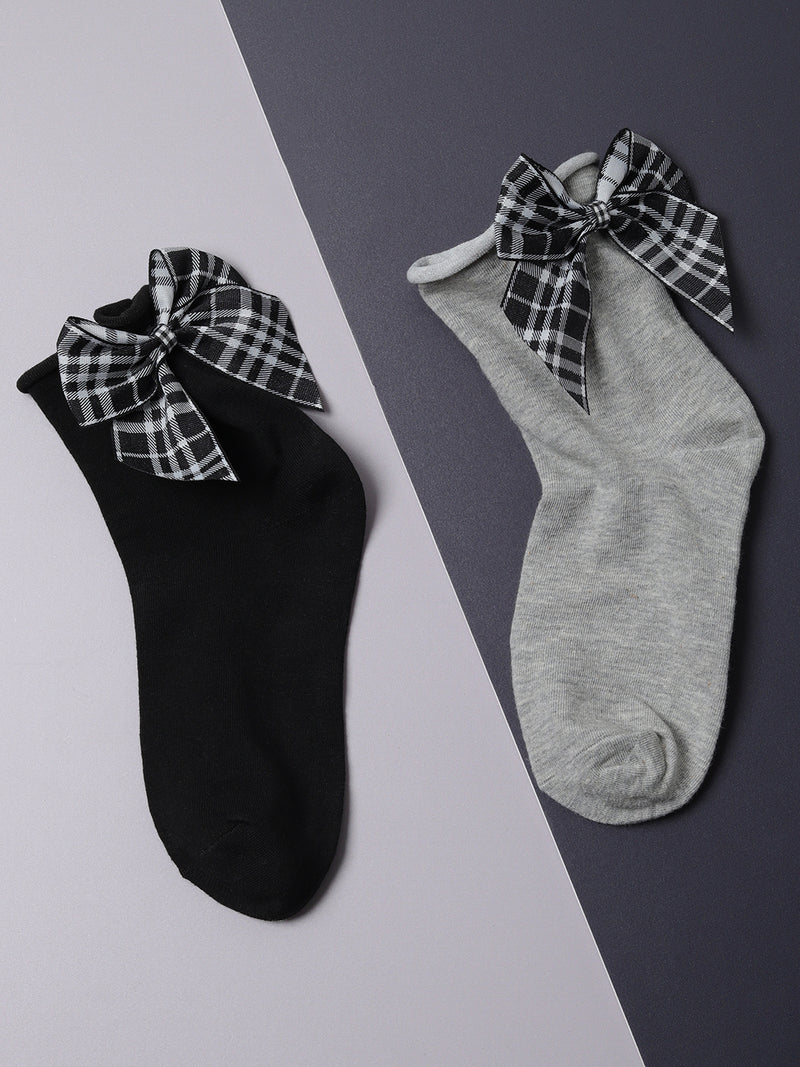 Set Of 2 Color Blocked Ankle Length Socks