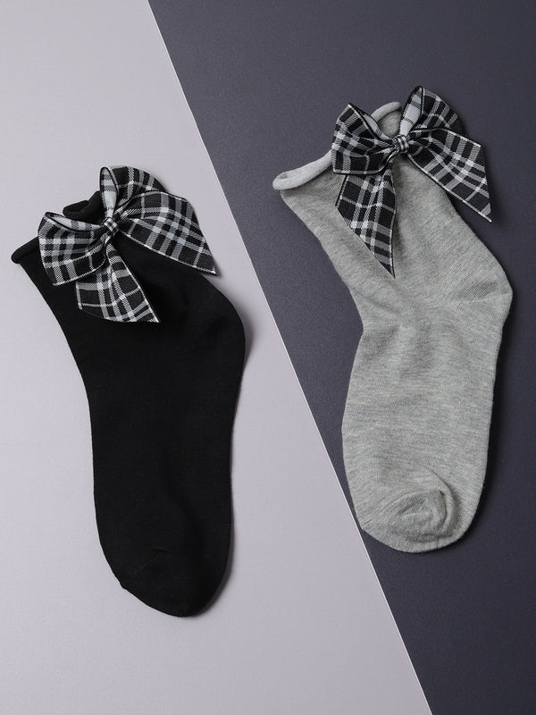 Set Of 2 Color Blocked Ankle Length Socks