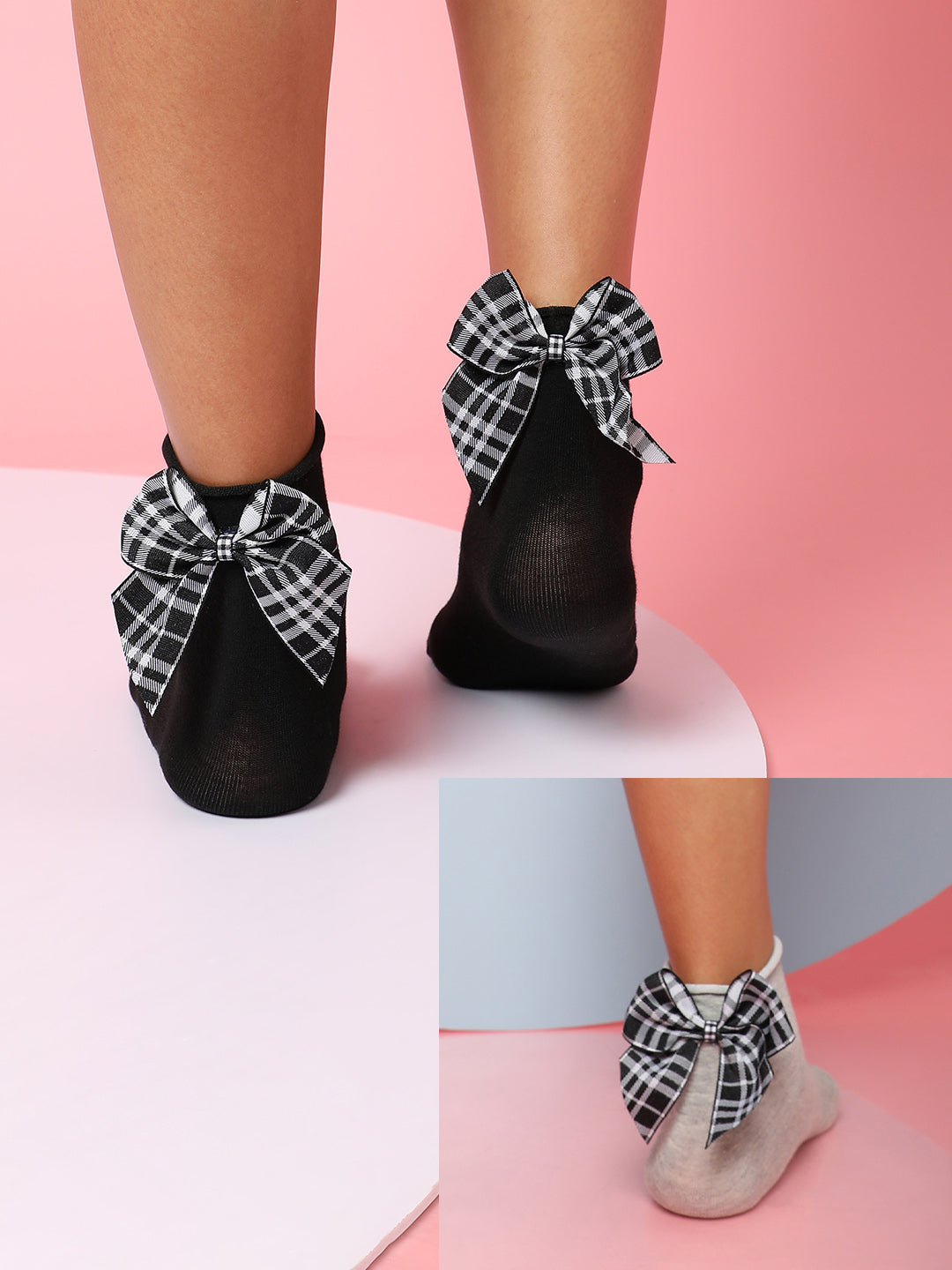 Set Of 2 Color Blocked Ankle Length Socks