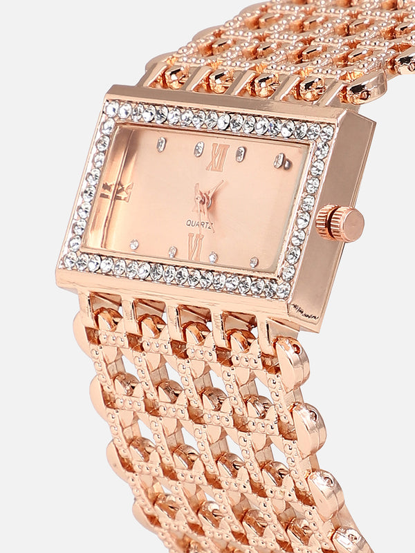 Kayra Rose Gold Watch Combo