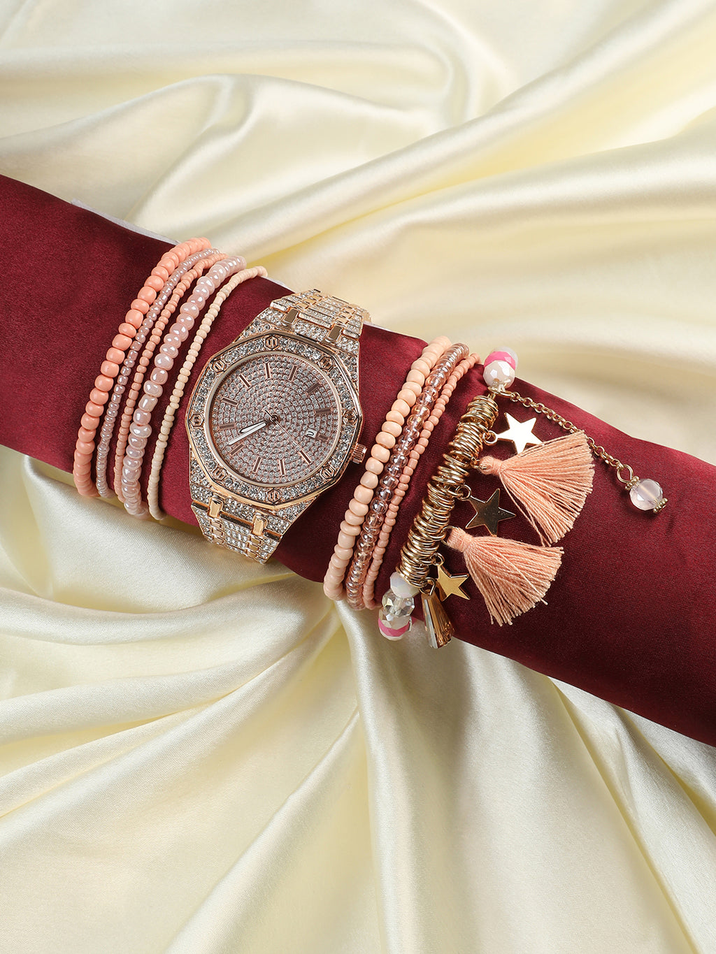 Valentine Rose Gold Watch Combo