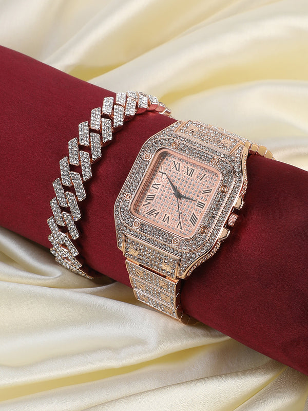 Adya Rose Gold Watch Combo