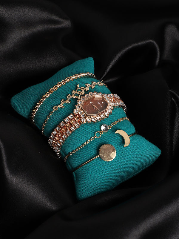 Shea Rose Gold Watch Combo