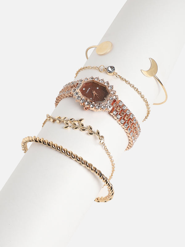 Shea Rose Gold Watch Combo
