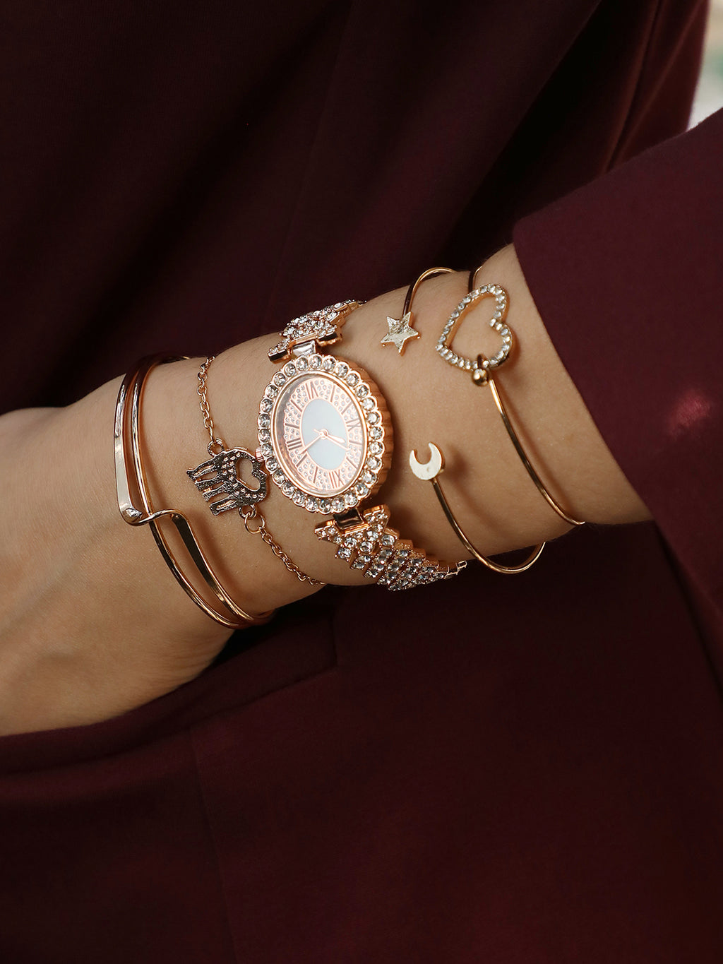 Shea Rose Gold Watch Combo