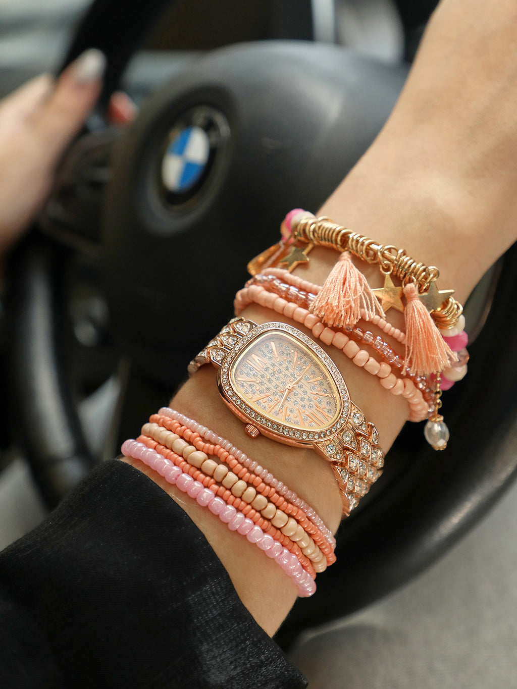 Asteria Rose Gold Watch Combo