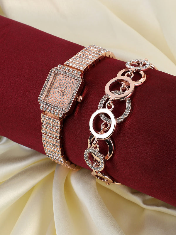 Kennedy Rose Gold Watch Combo