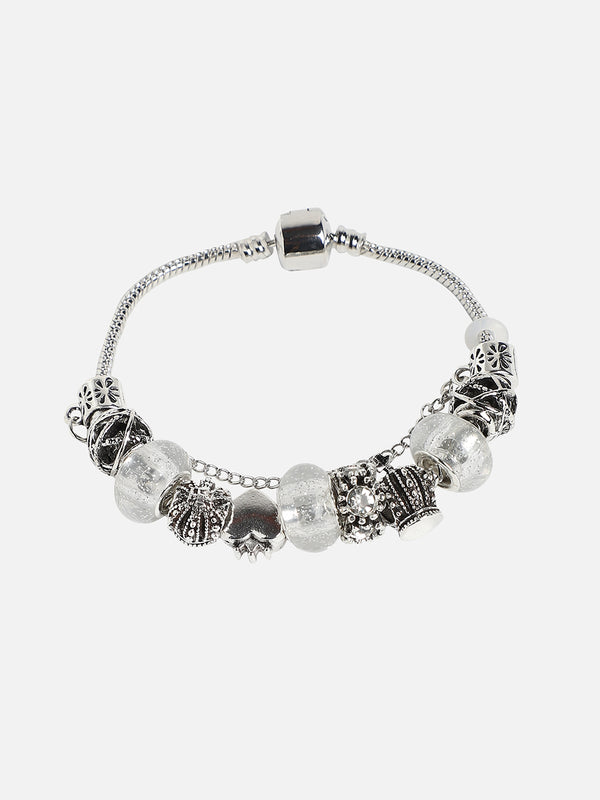 Set Of Silver Chain Watch And Bracelet