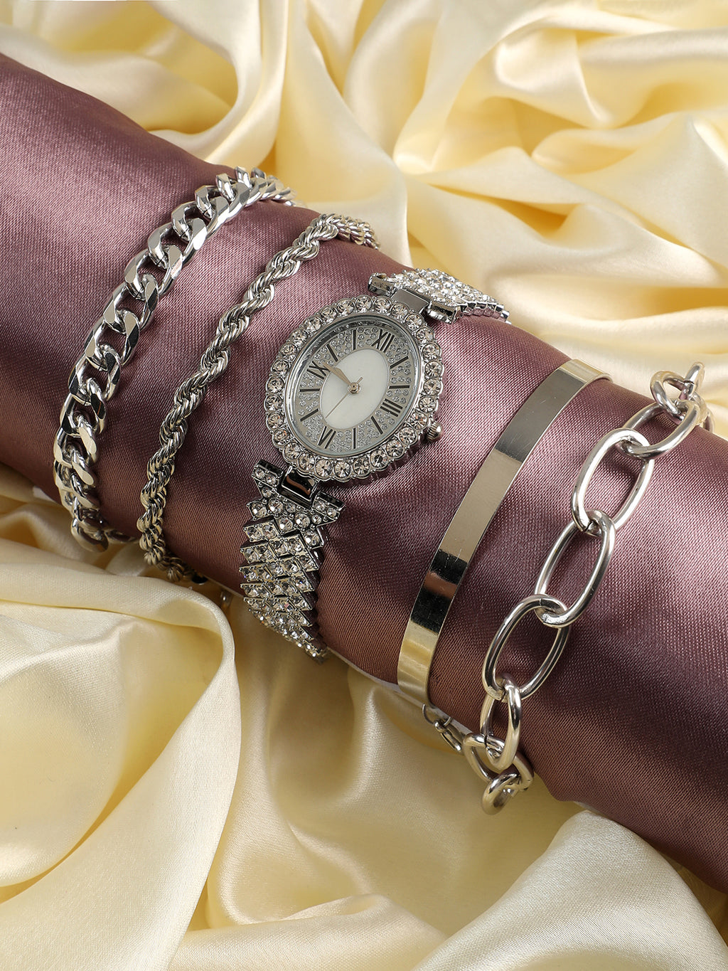 Alanna Silver Watch Combo