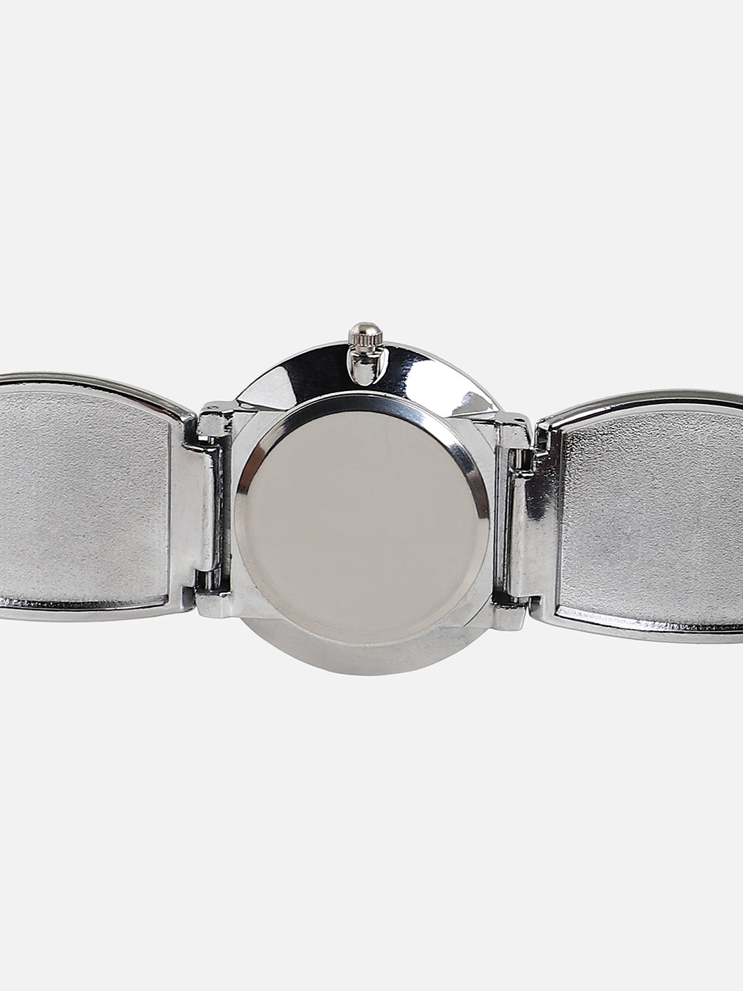 Embellished White Round Dial With Silver Metal Strap