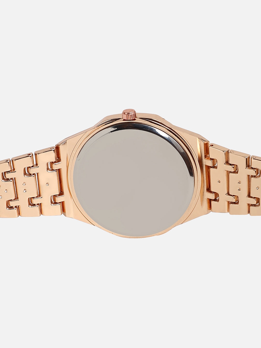 Embellished Rose Gold Round Dial With Rose Gold Metal Strap