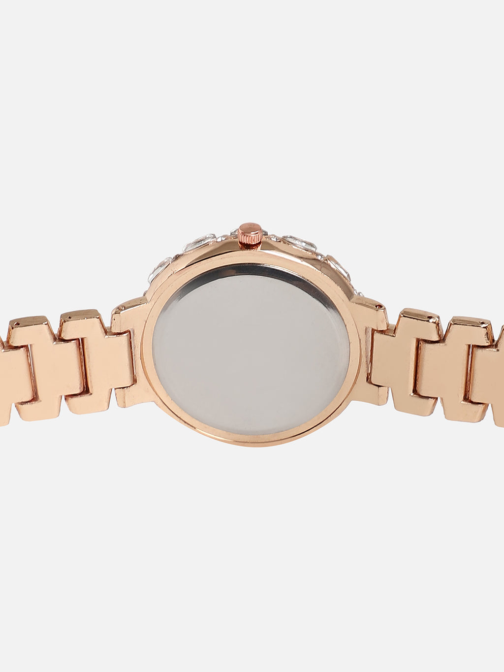 Embellished Rose Gold Round Dial With Rose Gold Metal Strap