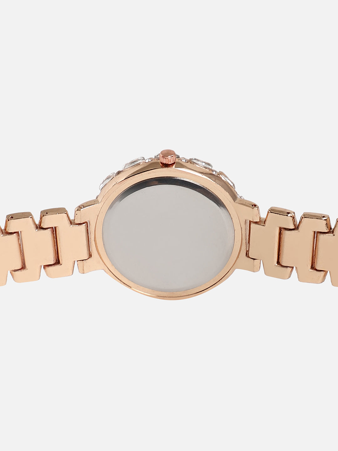 Embellished Rose Gold Round Dial With Rose Gold Metal Strap