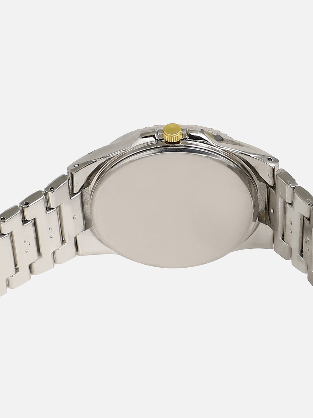 Embellished Gold Round Dial With Silver Metal Strap