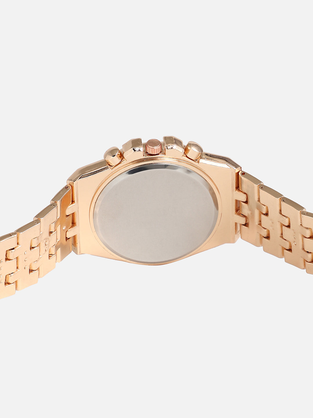 Embellished Rose Gold Round Dial With Rose Gold Metal Strap