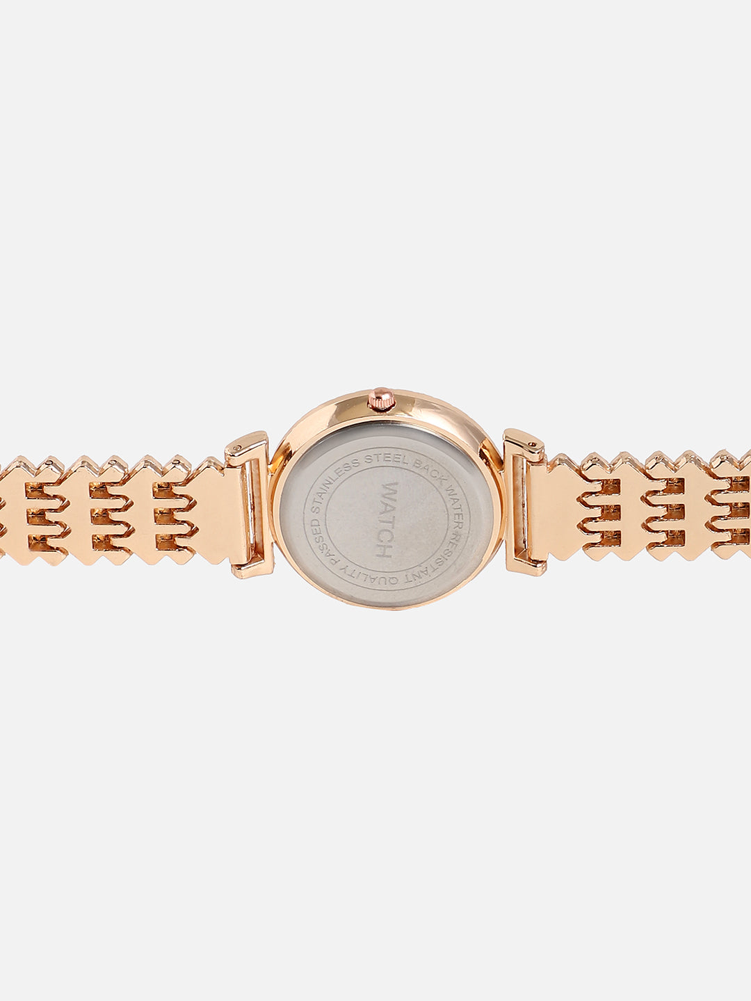 Embellished Gold Round Dial With Gold Metal Strap
