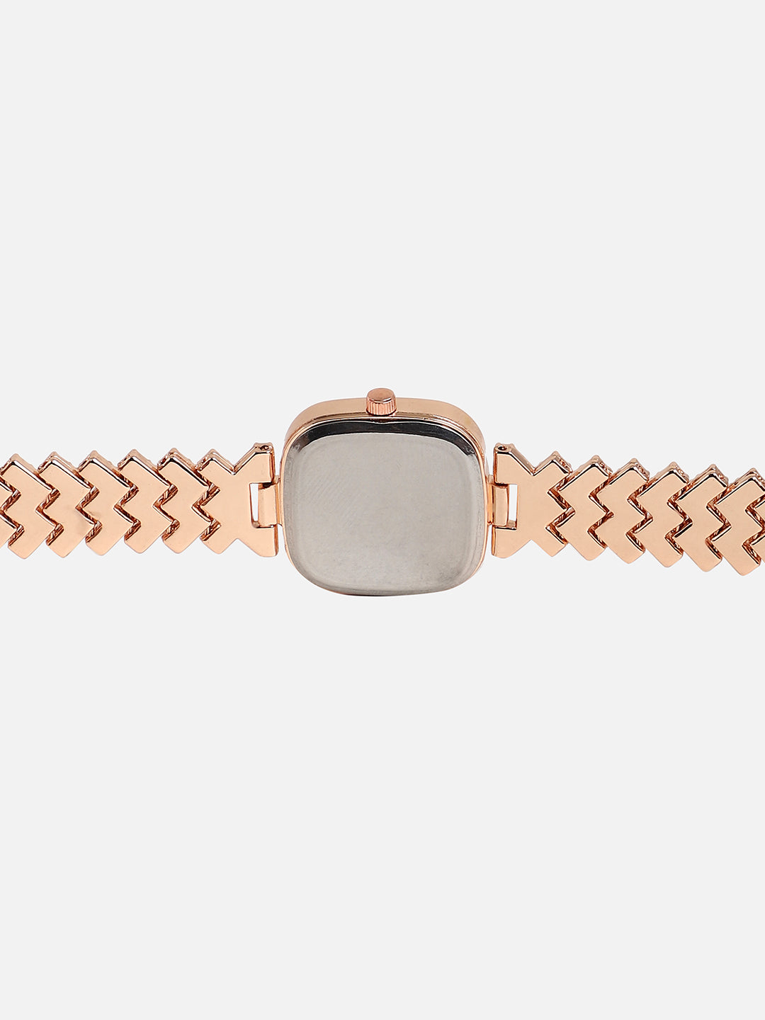 Embellished Rose Gold Square Dial With Rose Gold Metal Strap