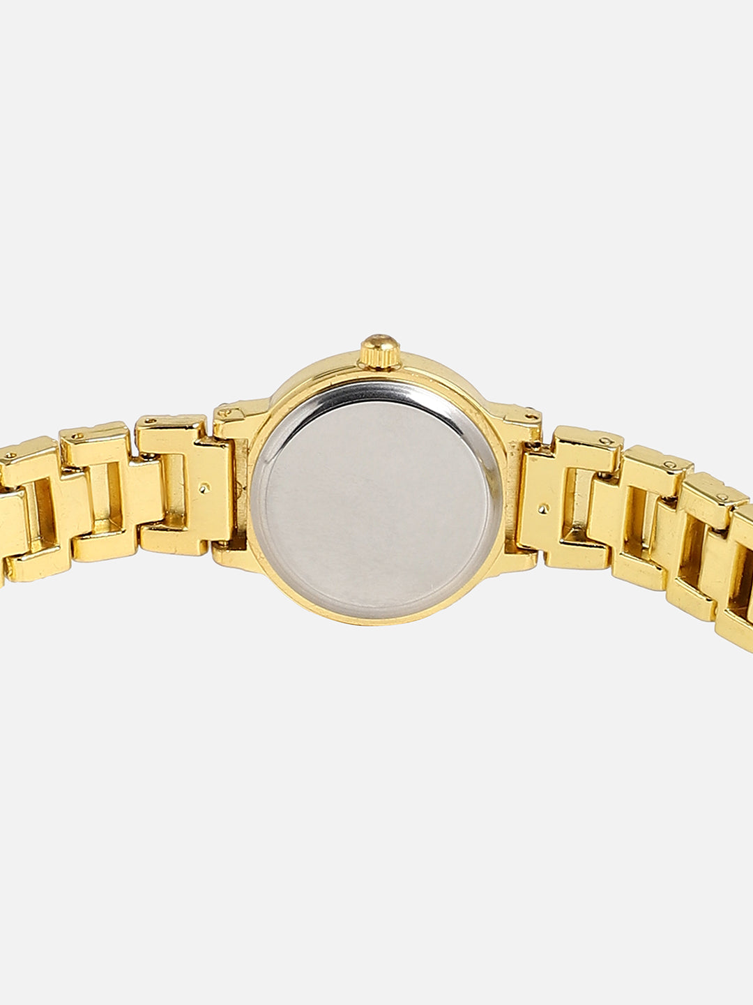 Embellished Gold Round Dial With Gold Metal Strap