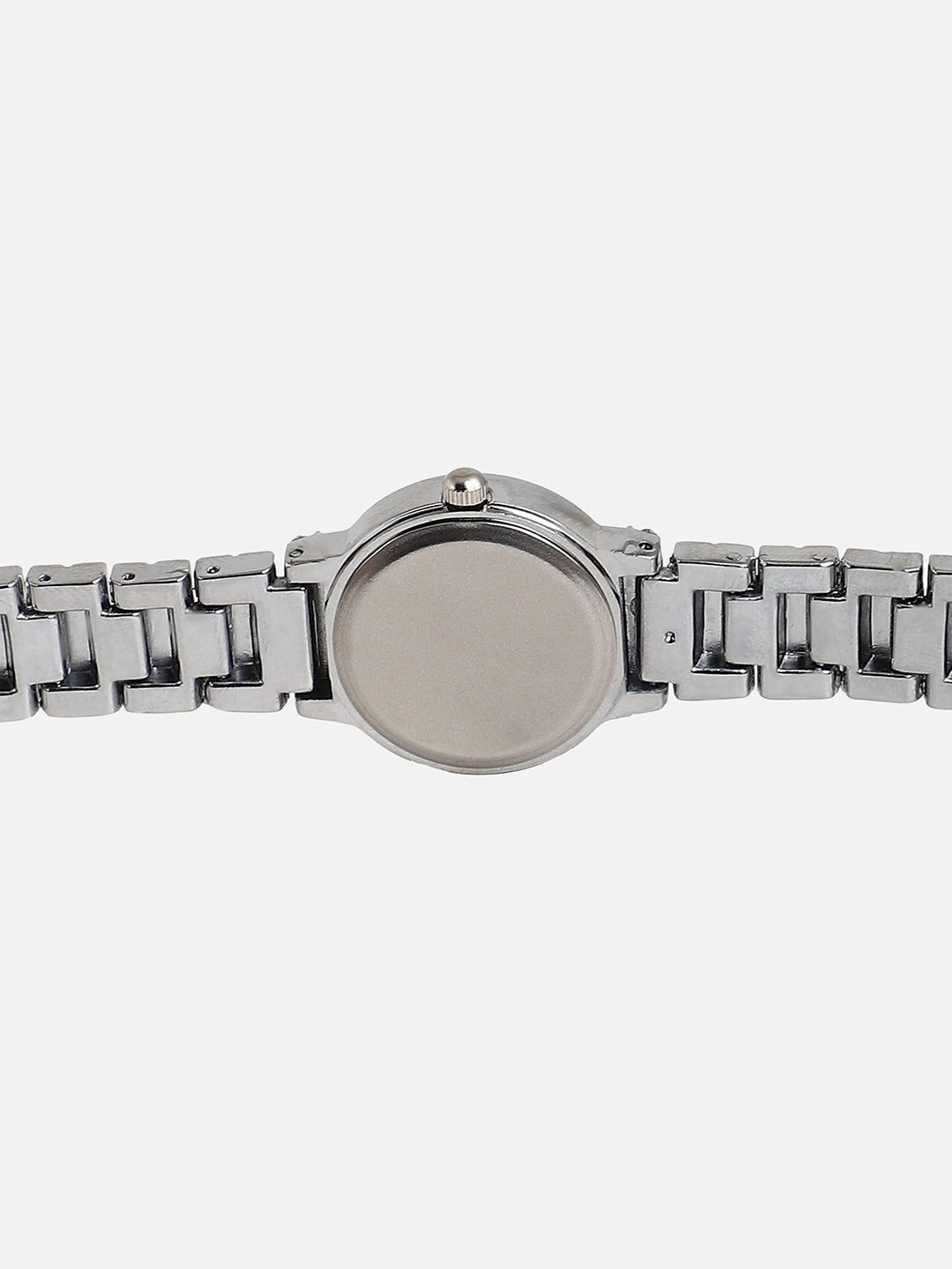 Embellished Silver Round Dial With Silver Metal Strap