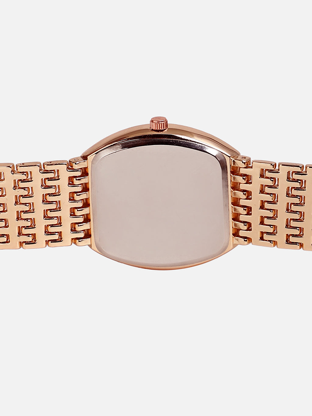 Embellished Rose Gold Oblong Dial With Rose Gold Metal Strap
